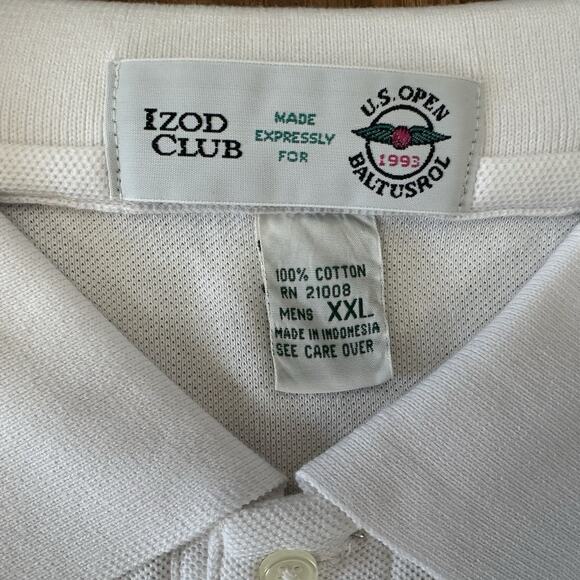 Vintage US Open 1993 Baltusrol Polo Golf Izod Club Mens Size XXL White NWT - Picture 3 of 4